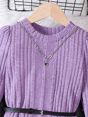 Children's Ribbed Knit Long Sleeve Dress