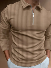 Men's Full Size Collared Neck Long Sleeve Polo Plus Size