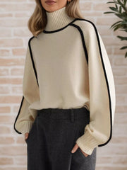 Trim Detail Turtleneck Pullover