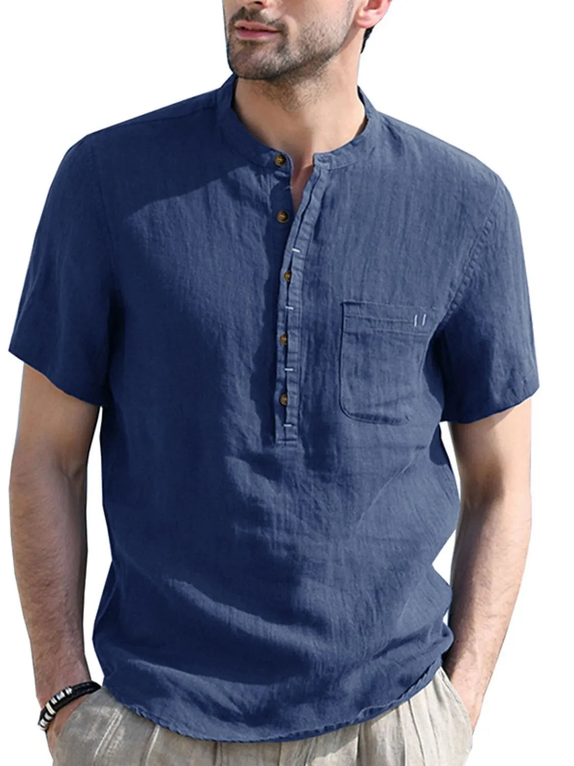 Men's Button Detail Short Sleeve Polo