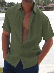 Short Sleeve Men's Shirt â€?Big Size Button Front Top