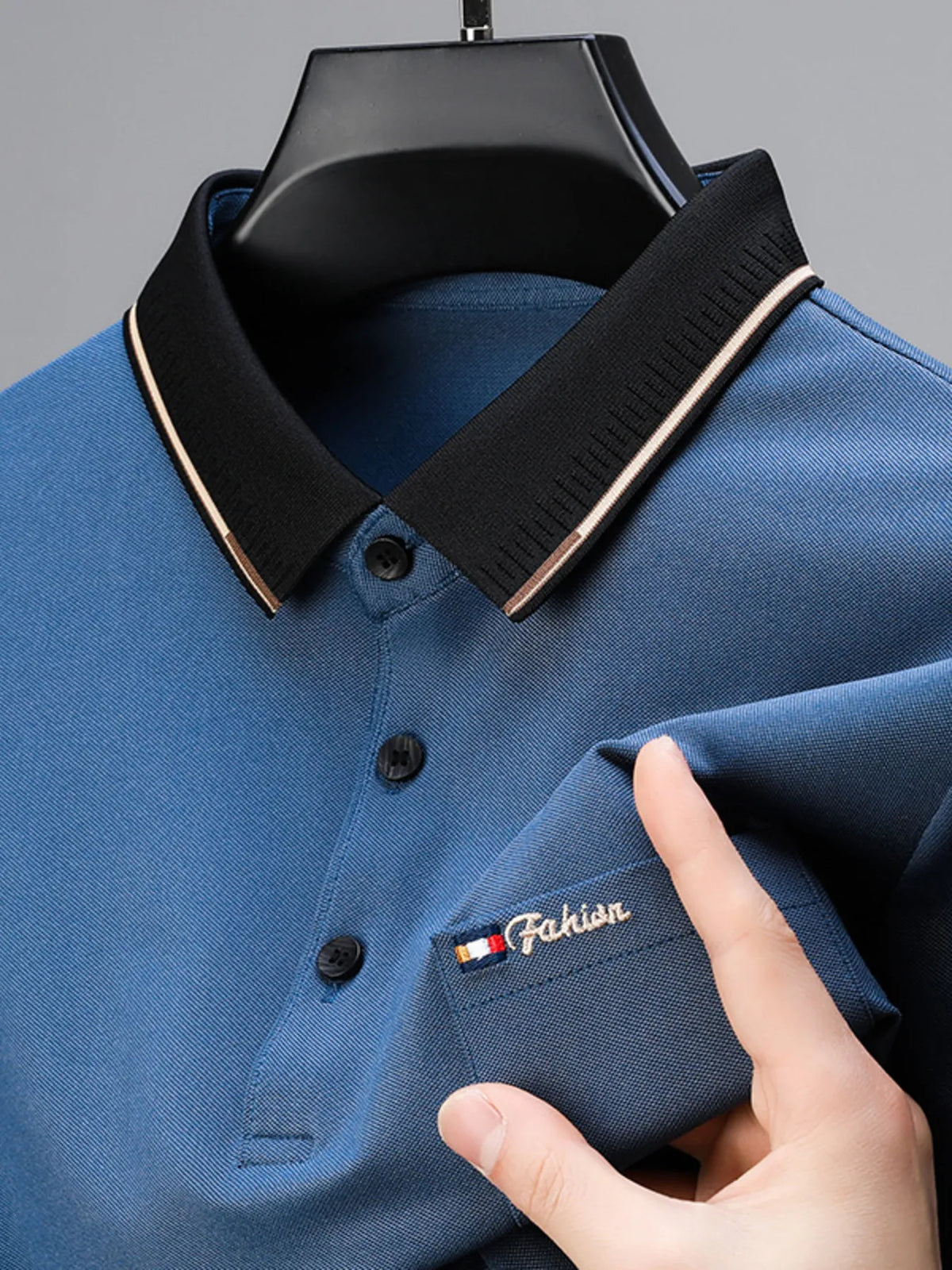 Men's Plus Size Contrast Collar Short Sleeve Polo