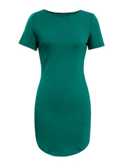 Elegant Round Neck Short Sleeve Mini Tee Dress