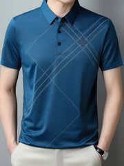 Men's Plus Size Geometric Pattern Quick-Dry Polo
