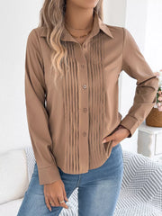 Pleated Front Long Sleeve Shirt