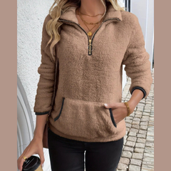 Full Size Cozy Fleece Quarter Zip Long Sleeve Sweatshirt Plus Size