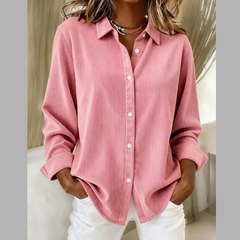 Full Size Casual Corduroy Button-Down Shirt Plus Size