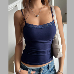 Lace Trim Ribbed Cami Top