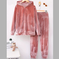 Full Size Velvet Hoodie and Pants Set Plus Size