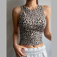 Leopard Ribbed Knit Tank