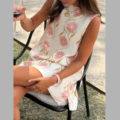 Floral Pattern Sleeveless Mini Dress