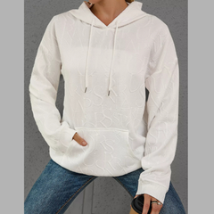 Casual Full Size Embossed Lettering Hoodie Plus Size