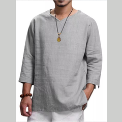 Men's Plus Size Casual Comfortable Fit 3/4 Sleeve Blouse