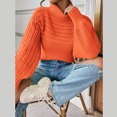 Full Size Textured Knit Turtleneck Long Sleeve Sweater Plus Size