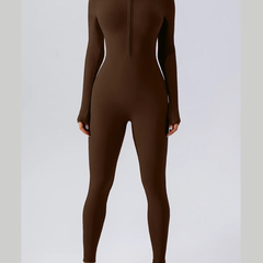 Half Zip Mock Neck Active Jumpsuit