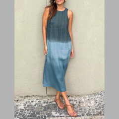 Full Size Sleeveless Gradient Tank Midi Dress Plus Size