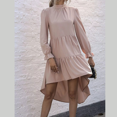 High-Low Flounce Sleeve Dress