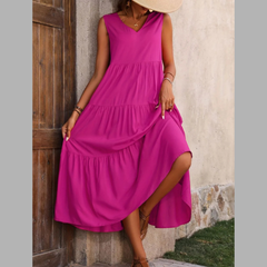 Tiered V-Neck Sleeveless Dress