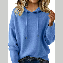 Drawstring Long Sleeve Hooded Sweater