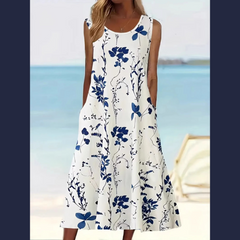 Printed Sleeveless Summer Midi Dress
