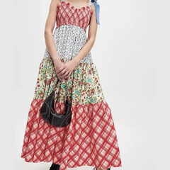 Printed V-Neck Tie Shoulder Cami Dress