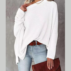 Waffle Knit Boat Neck T-Shirt